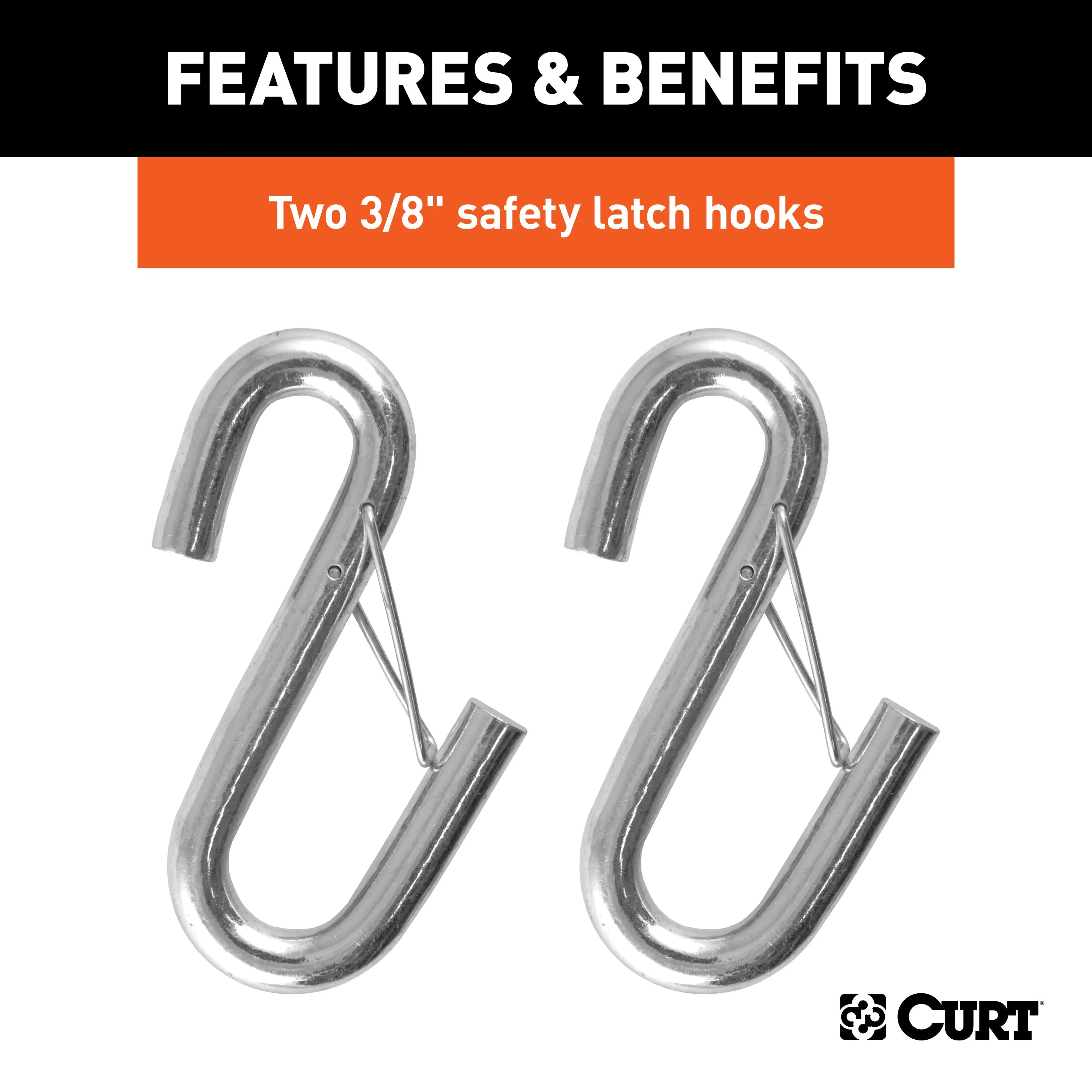 CURT 80136 43-7/8in. Safety Cables with 2 Snap Hooks (3;500 lbs; Vinyl-Coated; 2-Pack)
