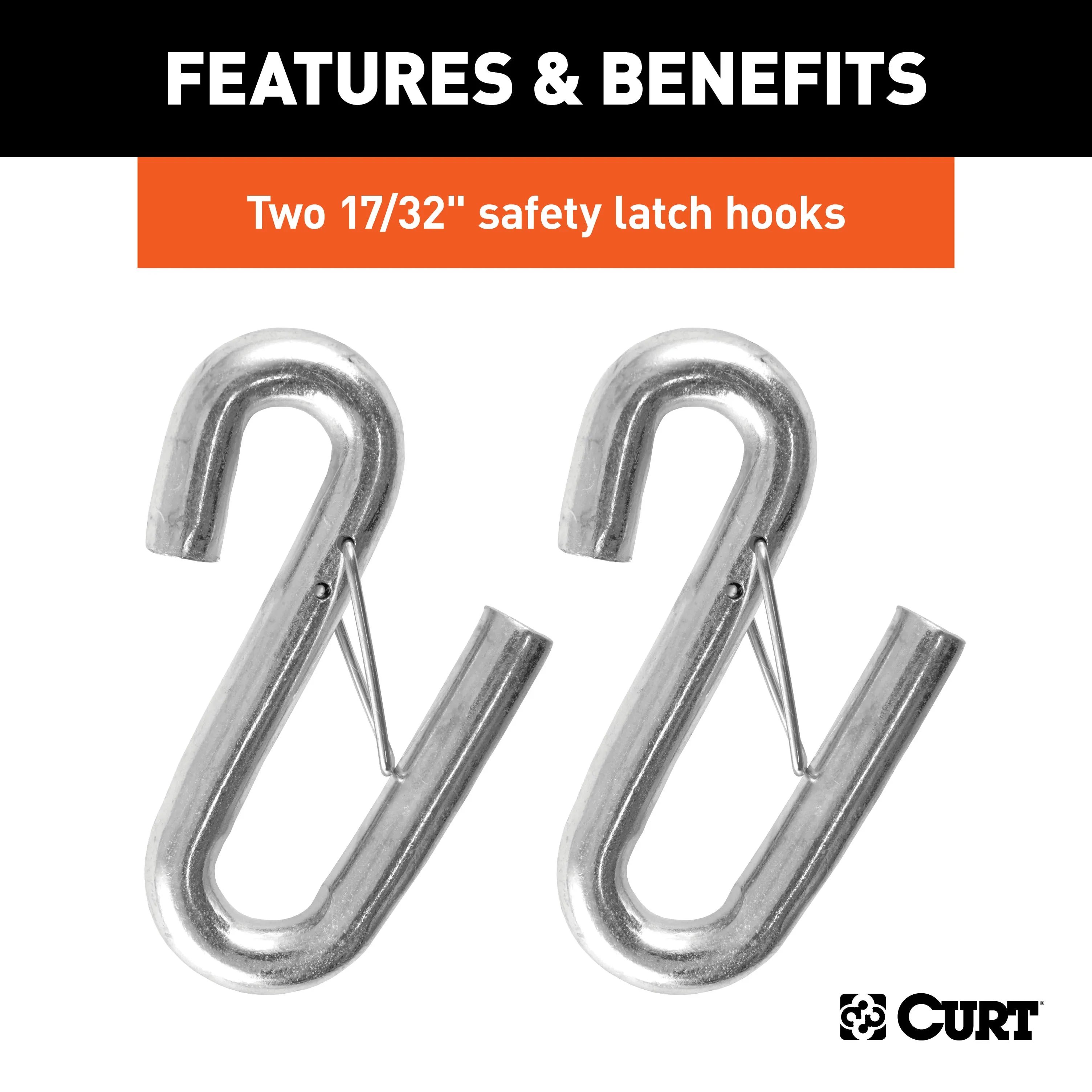 CURT 80176 44in. Safety Cables with 2 Snap Hooks (7;500 lbs; Vinyl-Coated; 2-Pack)