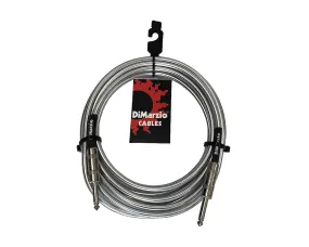 DiMarzio Metallic Silver Braided Guitar Cable 18 Foot Straight Ends