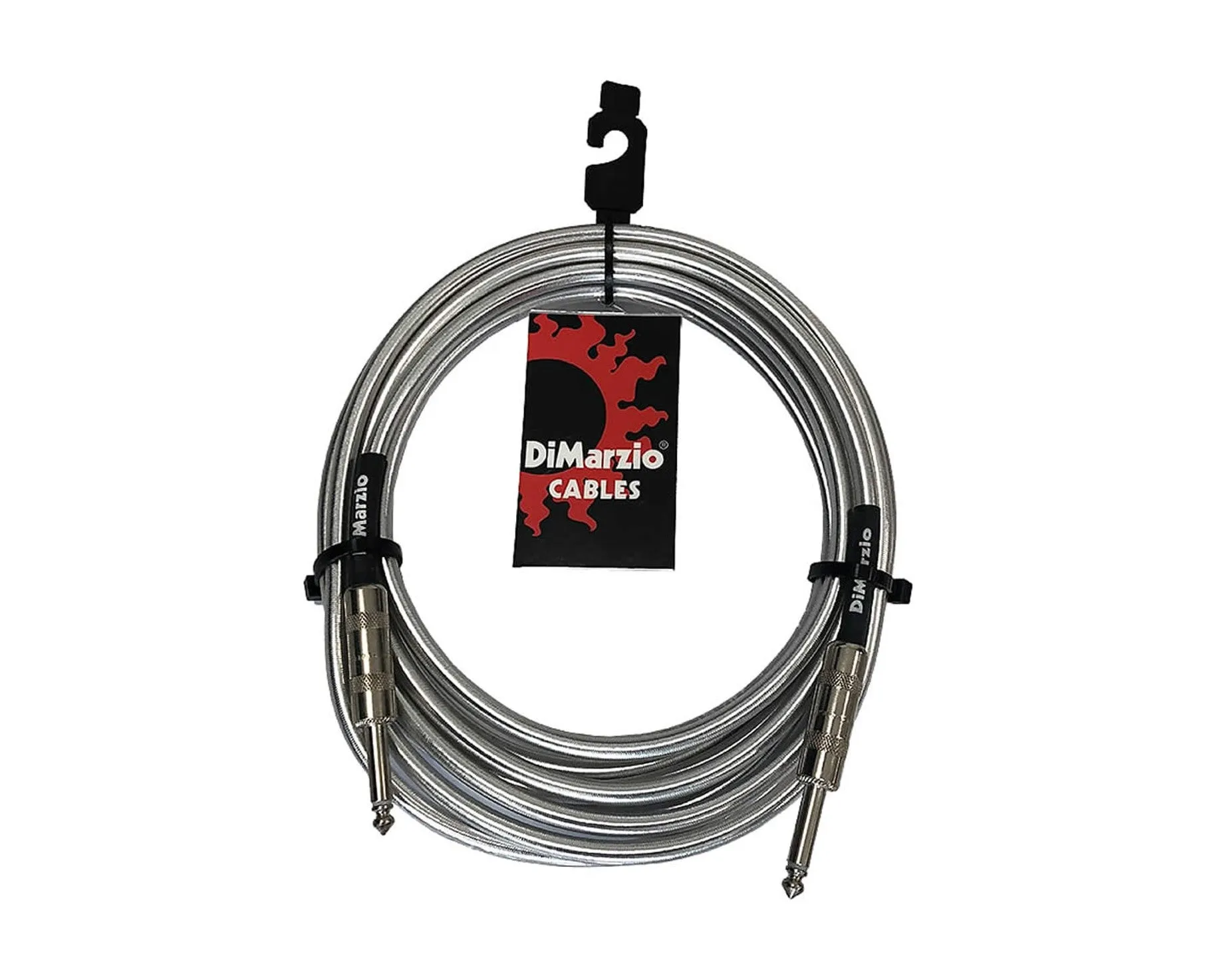 DiMarzio Metallic Silver Braided Guitar Cable 18 Foot Straight Ends