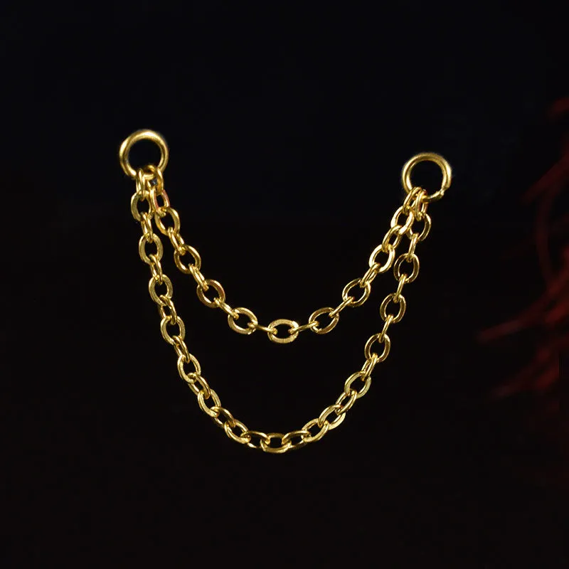 Double Connecting Chain for Ear Piercings in Gold PVD
