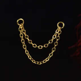 Double Connecting Chain for Ear Piercings in Gold PVD