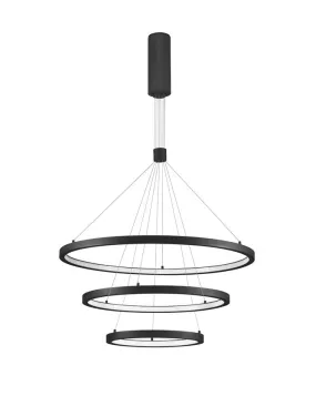 EMP Dimmable Sandy Black Aluminium & Acrylic Tripple Ring Pendant - ID 10200