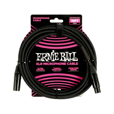 Ernie Ball 6391EB Braided Male-Female XLR Microphone Cable - 15'
