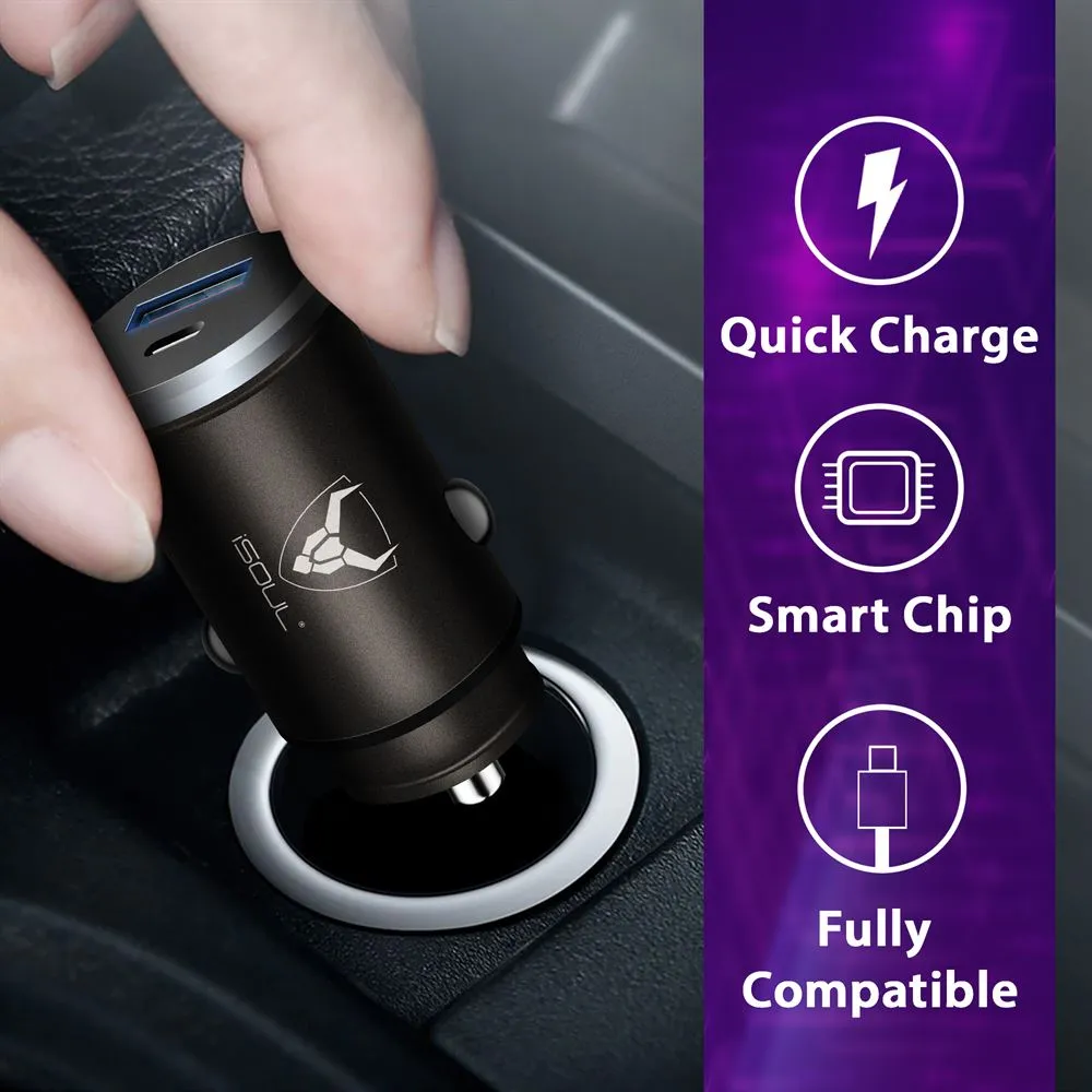 Fast Charging Dual Port C Type USB Car Charger With PD Technology