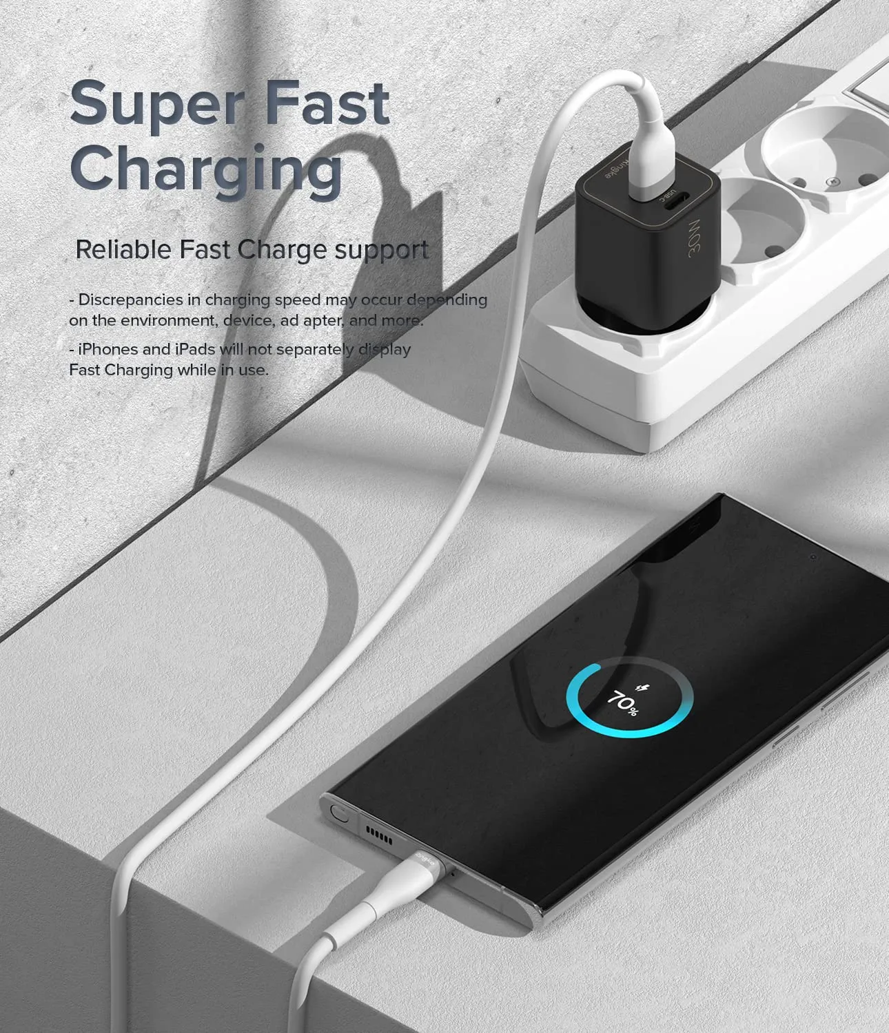 Fast Charging Pastel Cable | USB Type A to Type C | White  2m