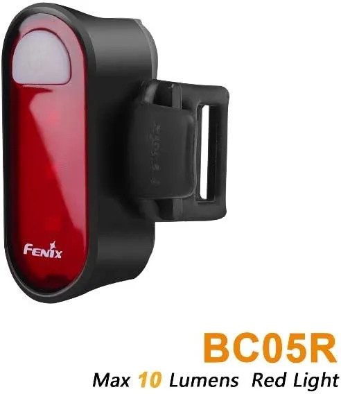 Fenix BC05R USB Rechargeable Bike Light Bicycle Red Tail Light with Type-C Charging Cable,Bicycle mounting Strap,Body Clip