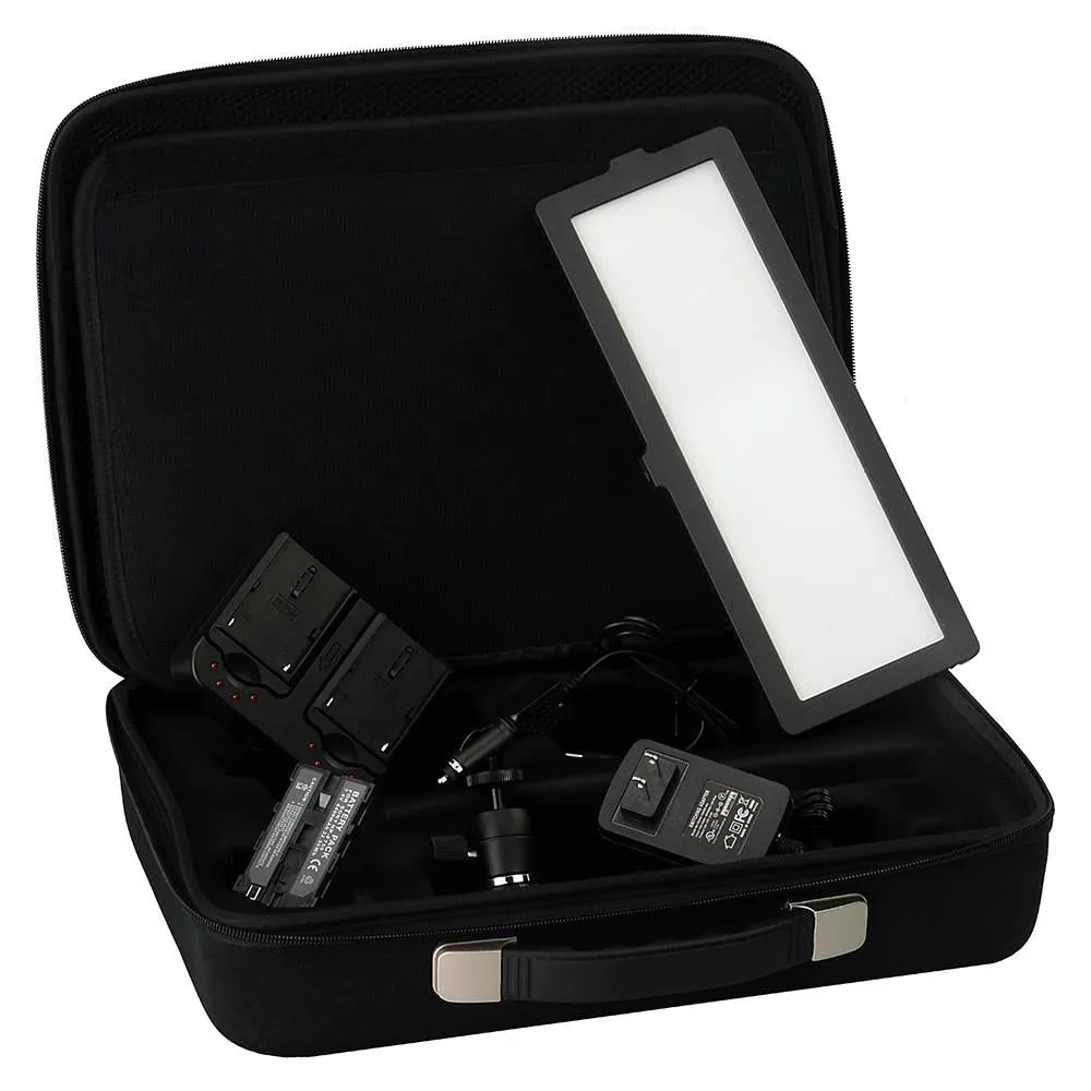 Fotodiox Pro FlapJack LED Edge Light C-200L - 4x11-Inch Long Rectangle Ultrathin, Ultrabright Professional Daylight LED Dimmable Photo/Video Light Kit with Case, Battery and Charger