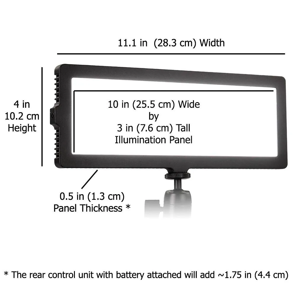 Fotodiox Pro FlapJack LED Edge Light C-200L - 4x11-Inch Long Rectangle Ultrathin, Ultrabright Professional Daylight LED Dimmable Photo/Video Light Kit with Case, Battery and Charger