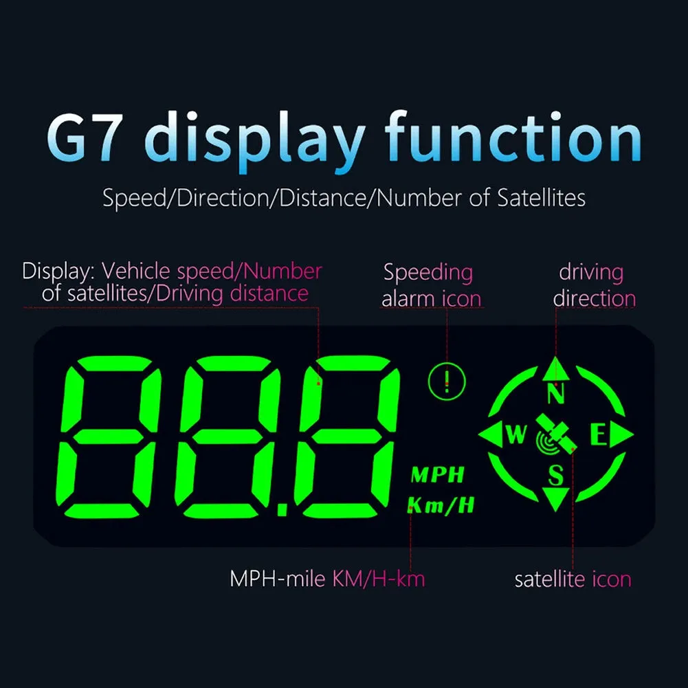 G7 Car Hud GPS Head Up Display Projector Digital Overspeed