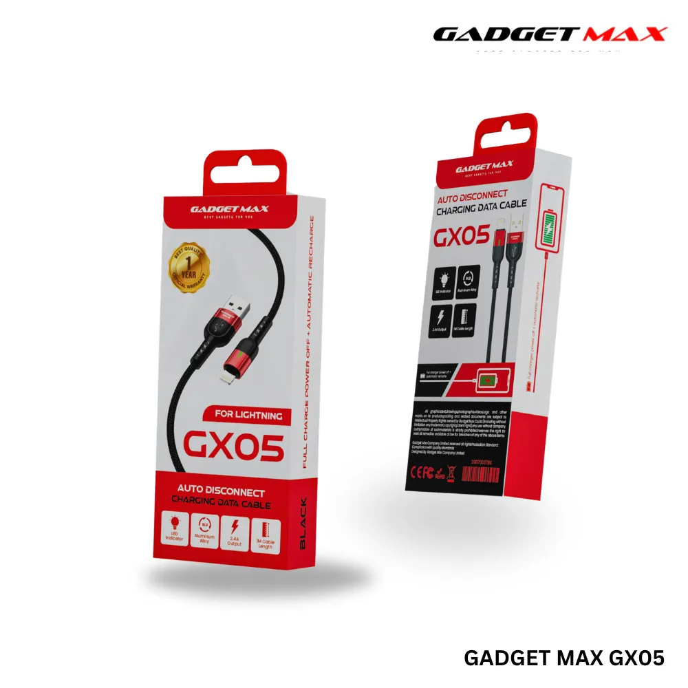 GADGET MAX GX05 lightning Auto Disconnect Data Cable(2.4A) - Black