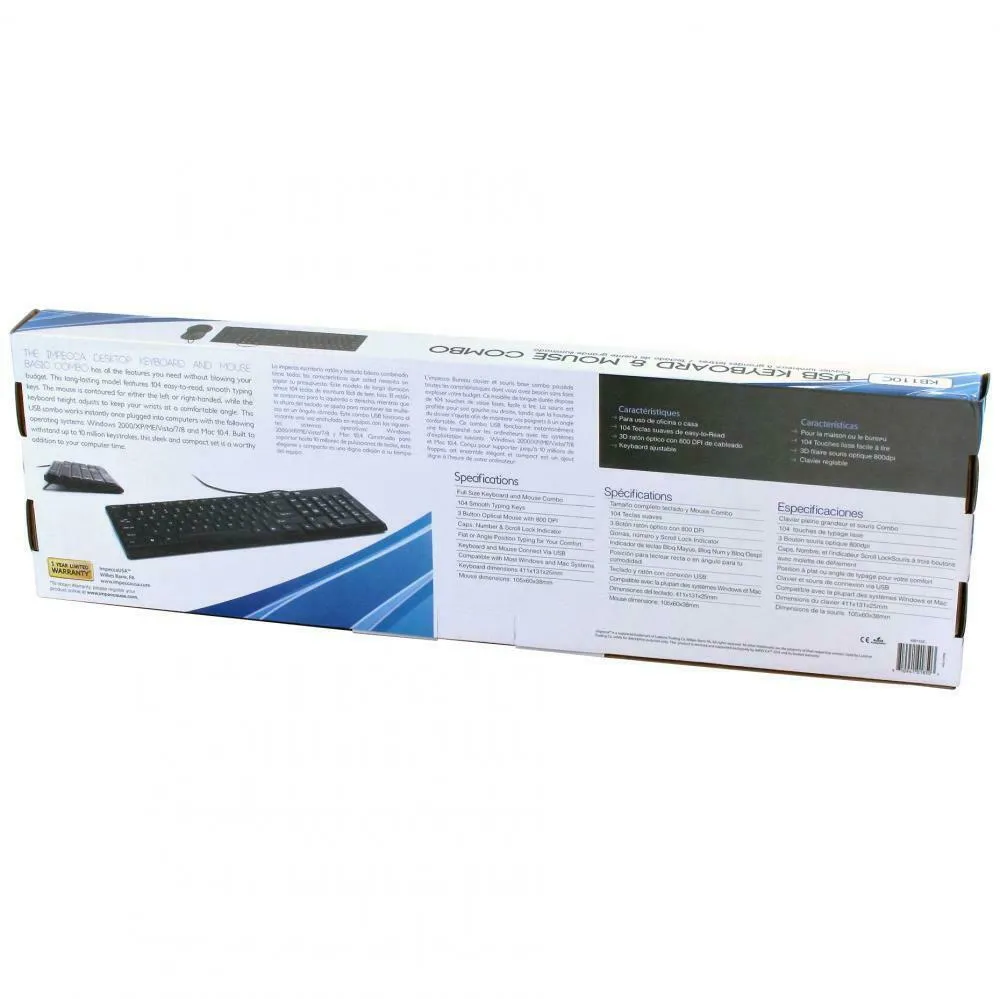 IMPECCA Desktop USB Keyboard and Mouse Combo
