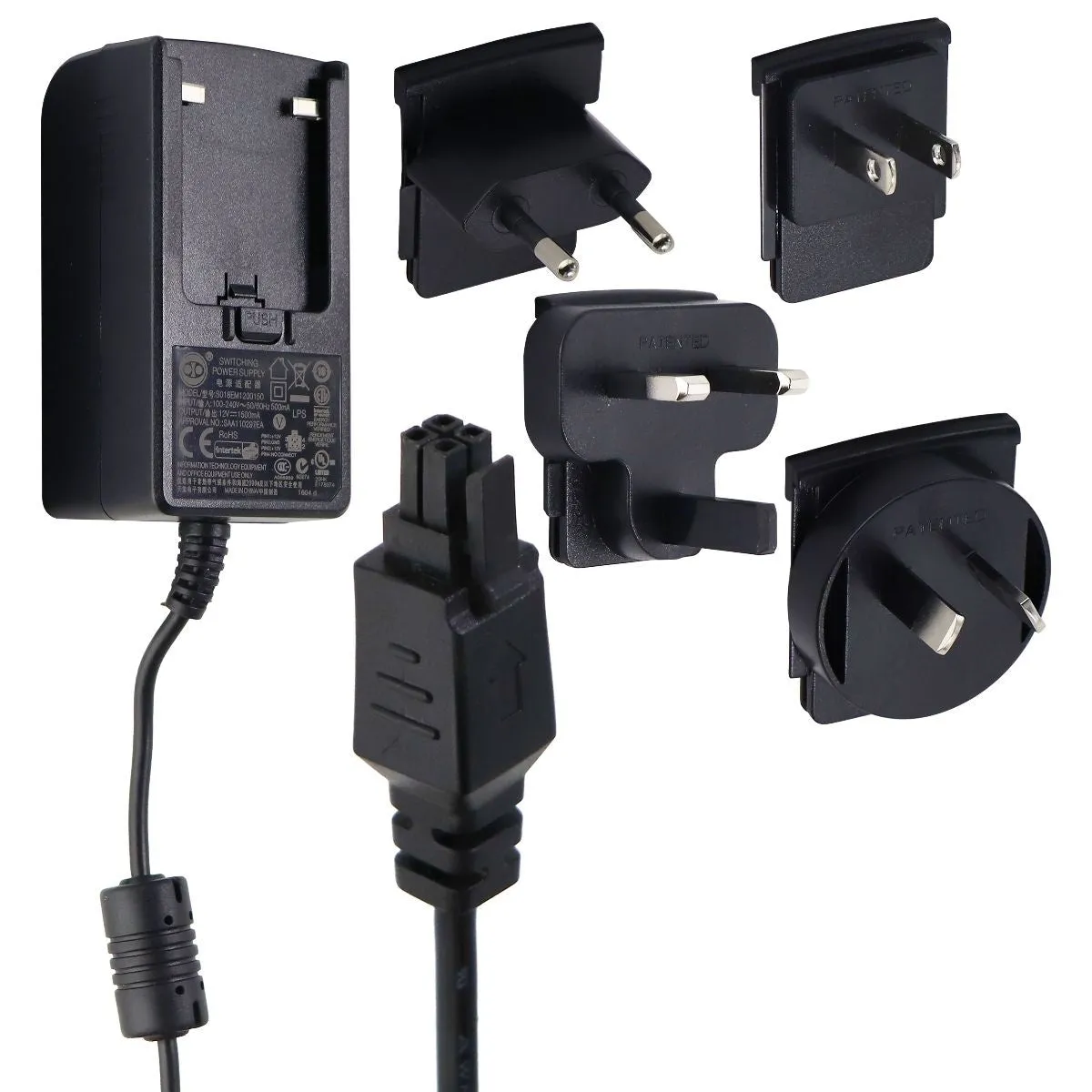Intertek (12V/1.5A) Switching Power Supply with Country Adapters (S018EM1200150)
