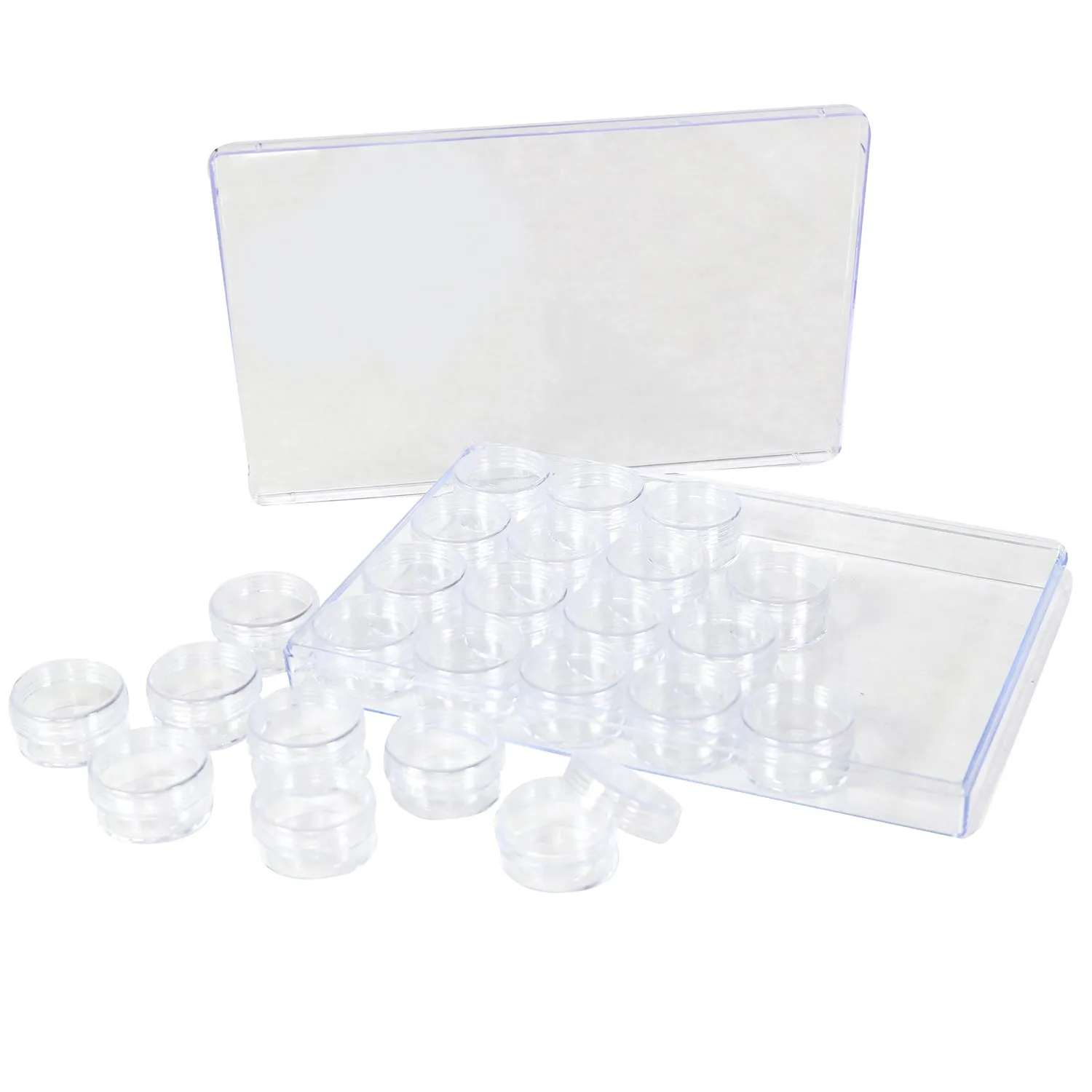Large Plastic Bead Storage Organizer Box, 24 Jars