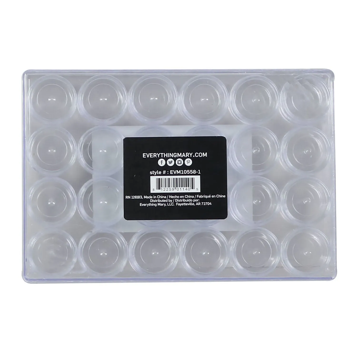 Large Plastic Bead Storage Organizer Box, 24 Jars