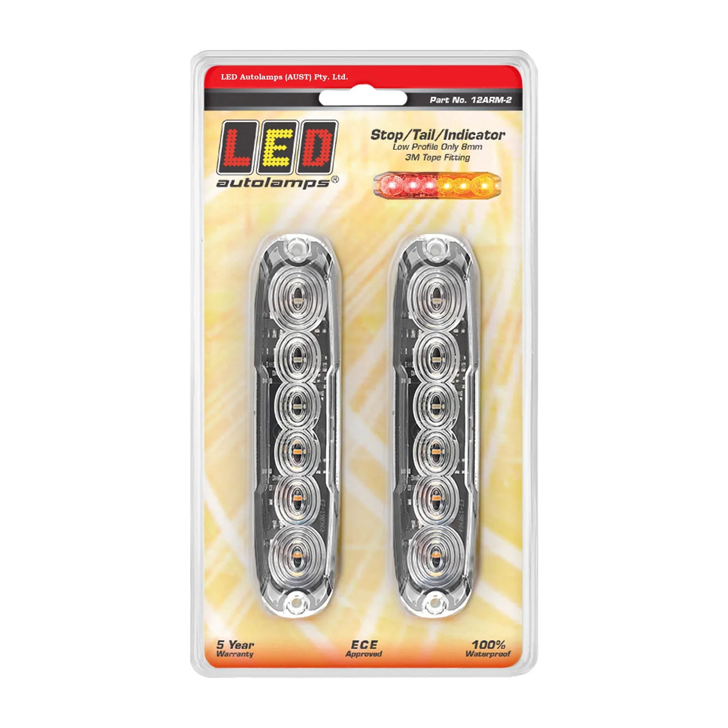 LED Autolamps 12ARM-2 STOP/TAIL/INDICATOR LAMP, CLEAR LENS, COLOURED LEDS