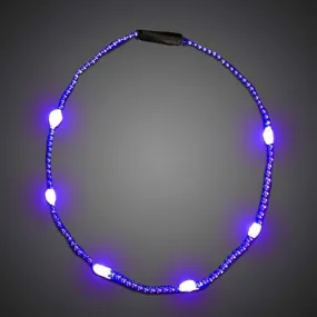 LED Light Up Purple Mardi Gras Bead Necklace