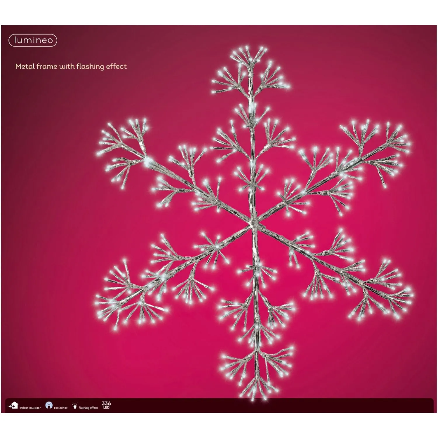 Lumineo 336 Cool White LED Lit Flashing Snowflake Christmas Decoration