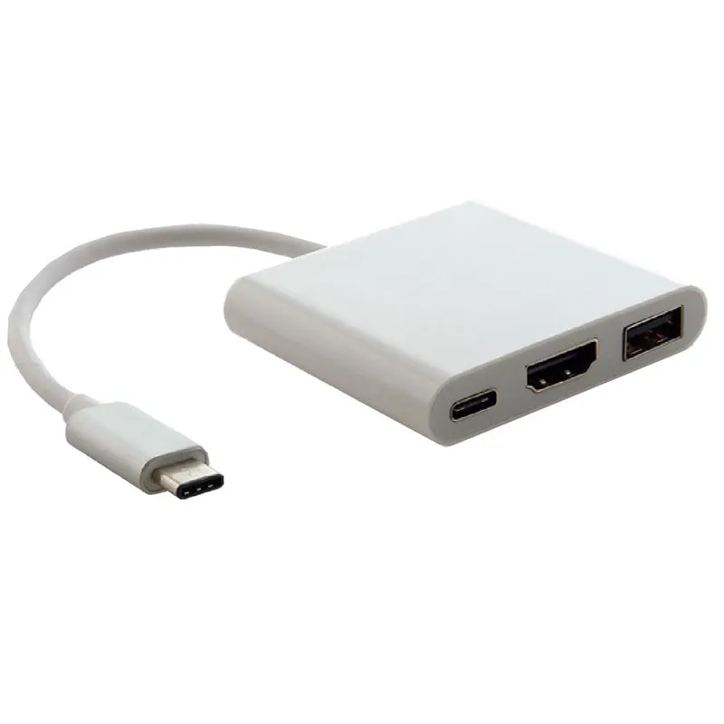 Male USB-C to Female USB-C/HDMI/USB-A Hub Adapter Converter Cable 4K