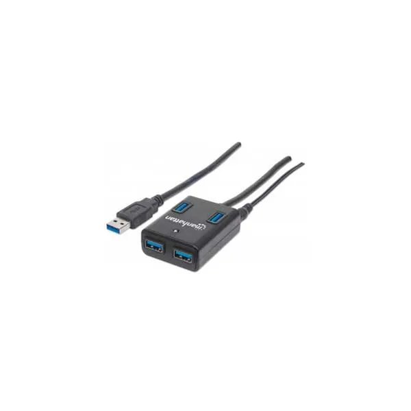 Manhattan 162302 4-Port USB 3.0 SuperSpeed Hub with Power Adapter