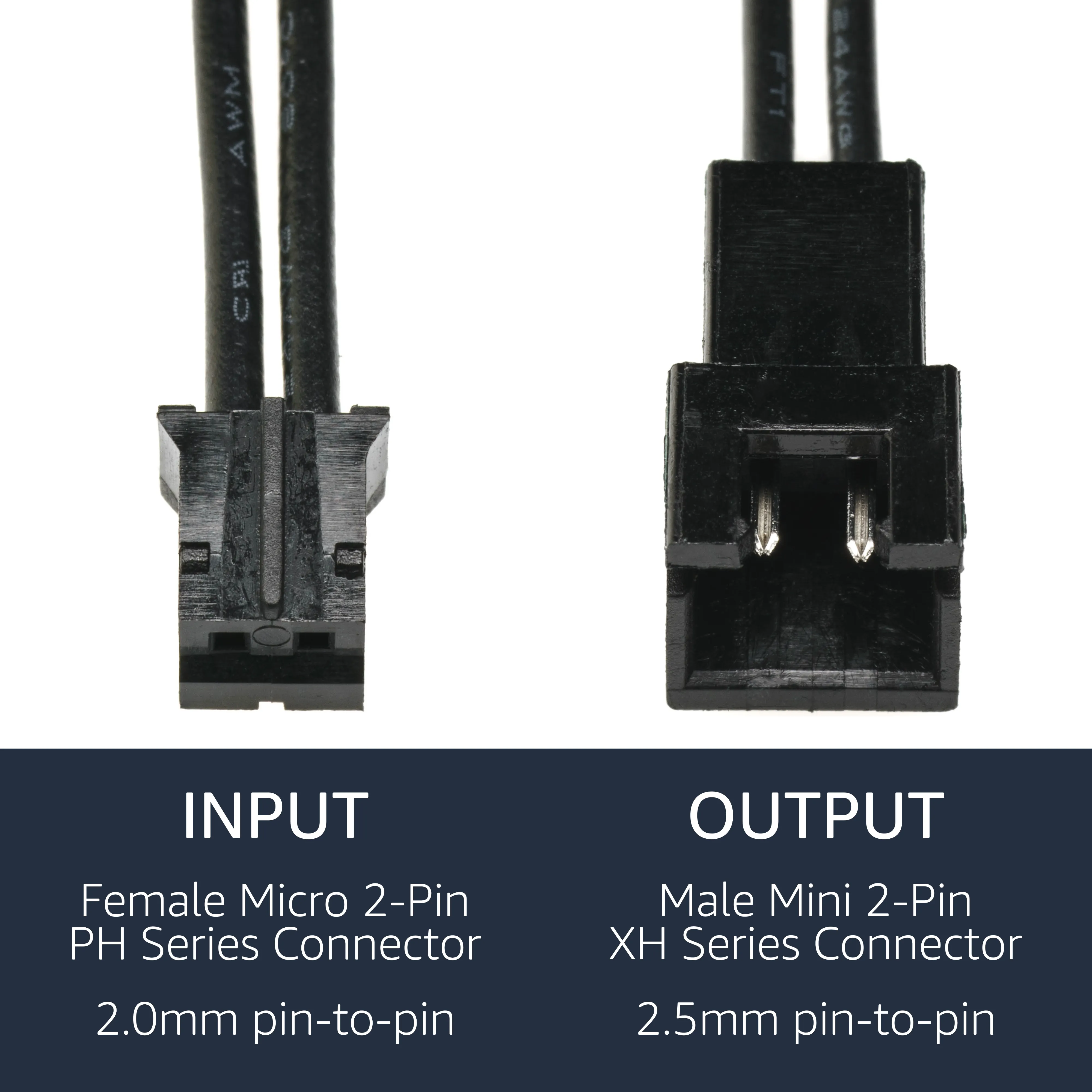 Micro PH 2.0mm to Mini XH 2.5mm 2-Pin Adapters - 2 Pack