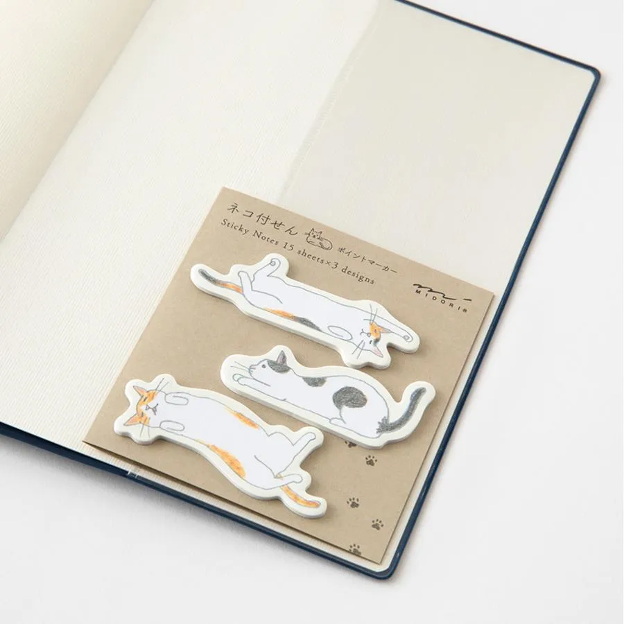 Midori Sticky Notes - Stretching Cats