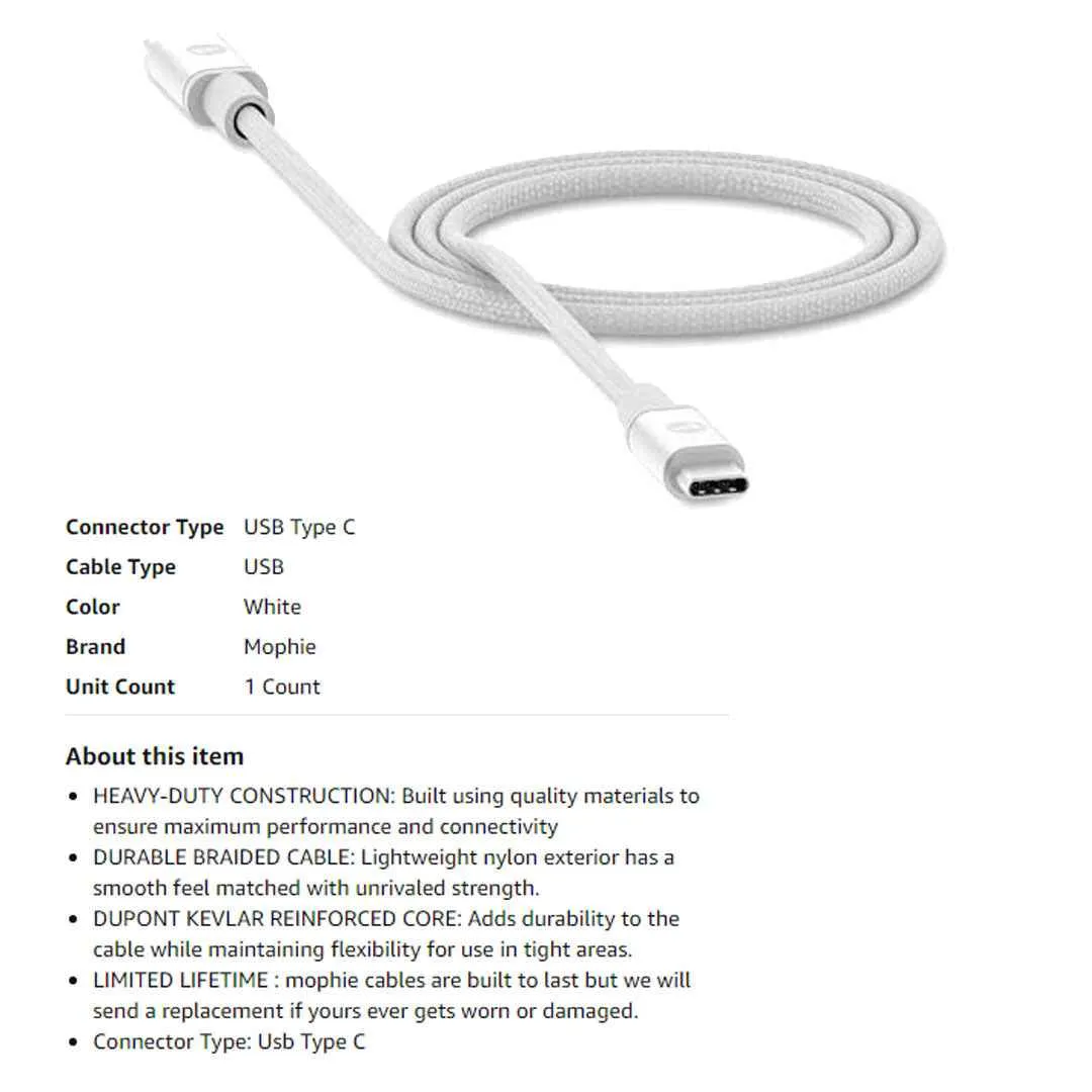 Mophie USB-C to USB-C ( 3.1 ) ( 1.5m ) - Black (Barcode: 848467093612 )