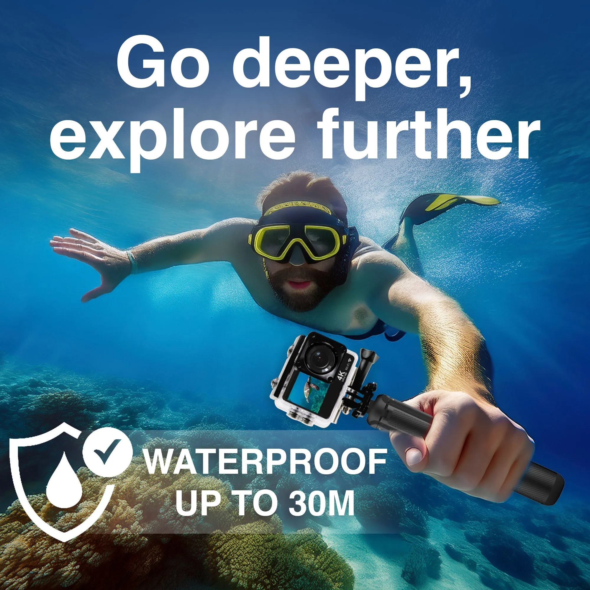 Navig8r 4K Action Camera with Dual Screens (Black)