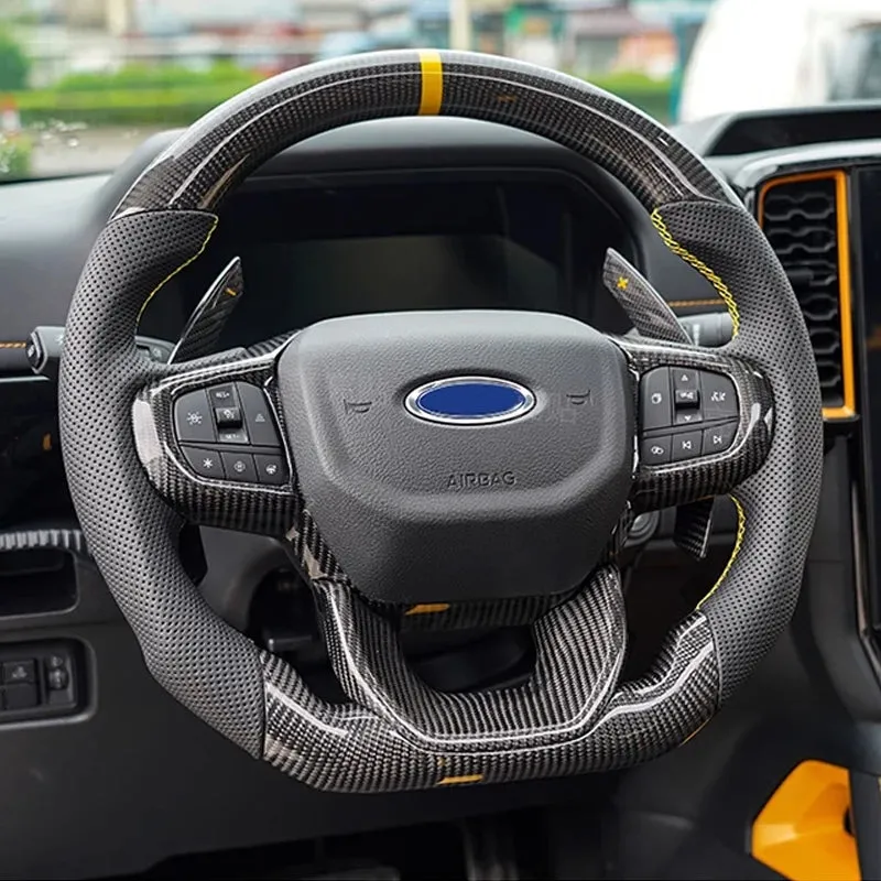 NEXT-GEN FORD RANGER / RAPTOR / EVEREST 2022  Custom Carbon Fibre steering wheel with Intelligent speed steering wheel