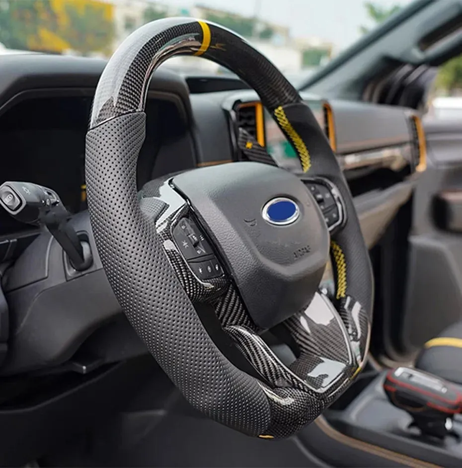 NEXT-GEN FORD RANGER / RAPTOR / EVEREST 2022  Custom Carbon Fibre steering wheel with Intelligent speed steering wheel