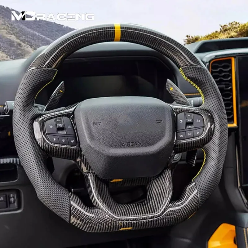 NEXT-GEN FORD RANGER / RAPTOR / EVEREST 2022  Custom Carbon Fibre steering wheel with Intelligent speed steering wheel