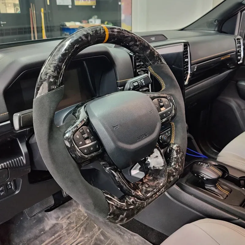 NEXT-GEN FORD RANGER / RAPTOR / EVEREST 2022  Custom Carbon Fibre steering wheel with Intelligent speed steering wheel