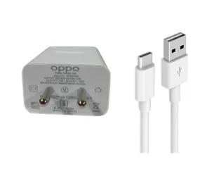 Oppo A55 18W Vooc Fast Charge Charger With Type-C Data Cable 1M White