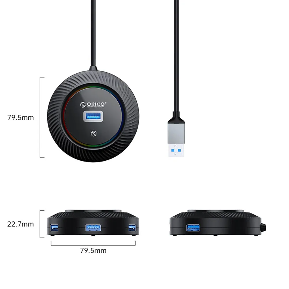 ORICO 4-IN-1 USB HUB 5GBPS RGB (0.3M,1.8M) USB-A Cable with 4-Port USB 3.0 | Windows, Linux & macOS Support | for PCs, Computer Desktops & Laptops | USB Hubs & Docking Stations | YKR2-U3