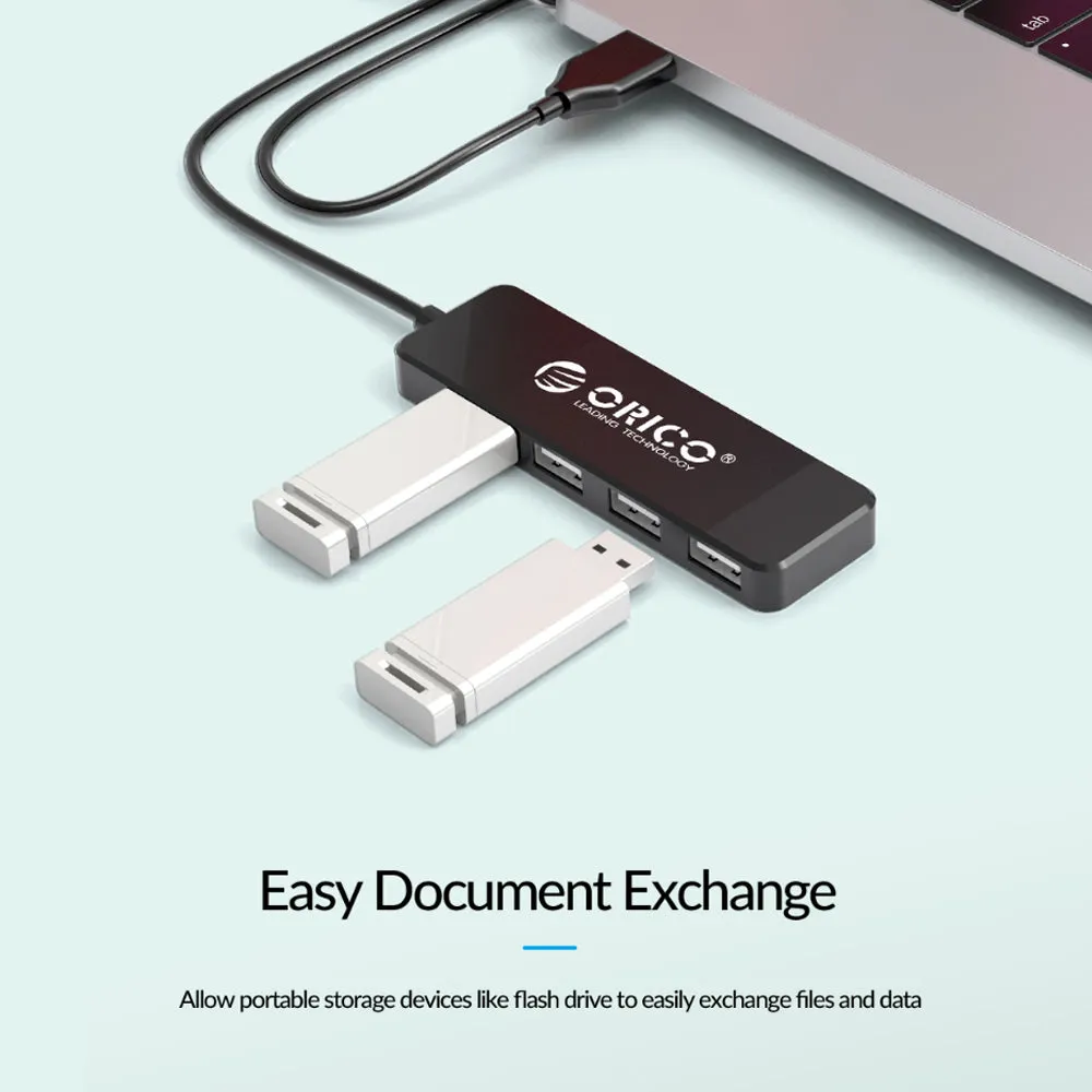 ORICO 4-Port USB 2.0 Hub for PCs, MacBook, iMac, Computer Desktops & Laptops (Windows, MacOS & Linux) USB HUB Extension Docking Station | ORICO-FL01
