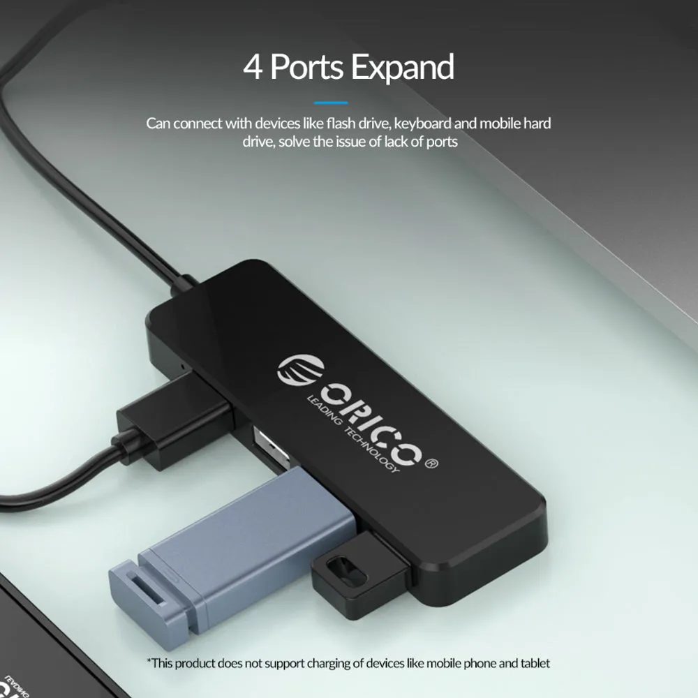 ORICO 4-Port USB 2.0 Hub for PCs, MacBook, iMac, Computer Desktops & Laptops (Windows, MacOS & Linux) USB HUB Extension Docking Station | ORICO-FL01