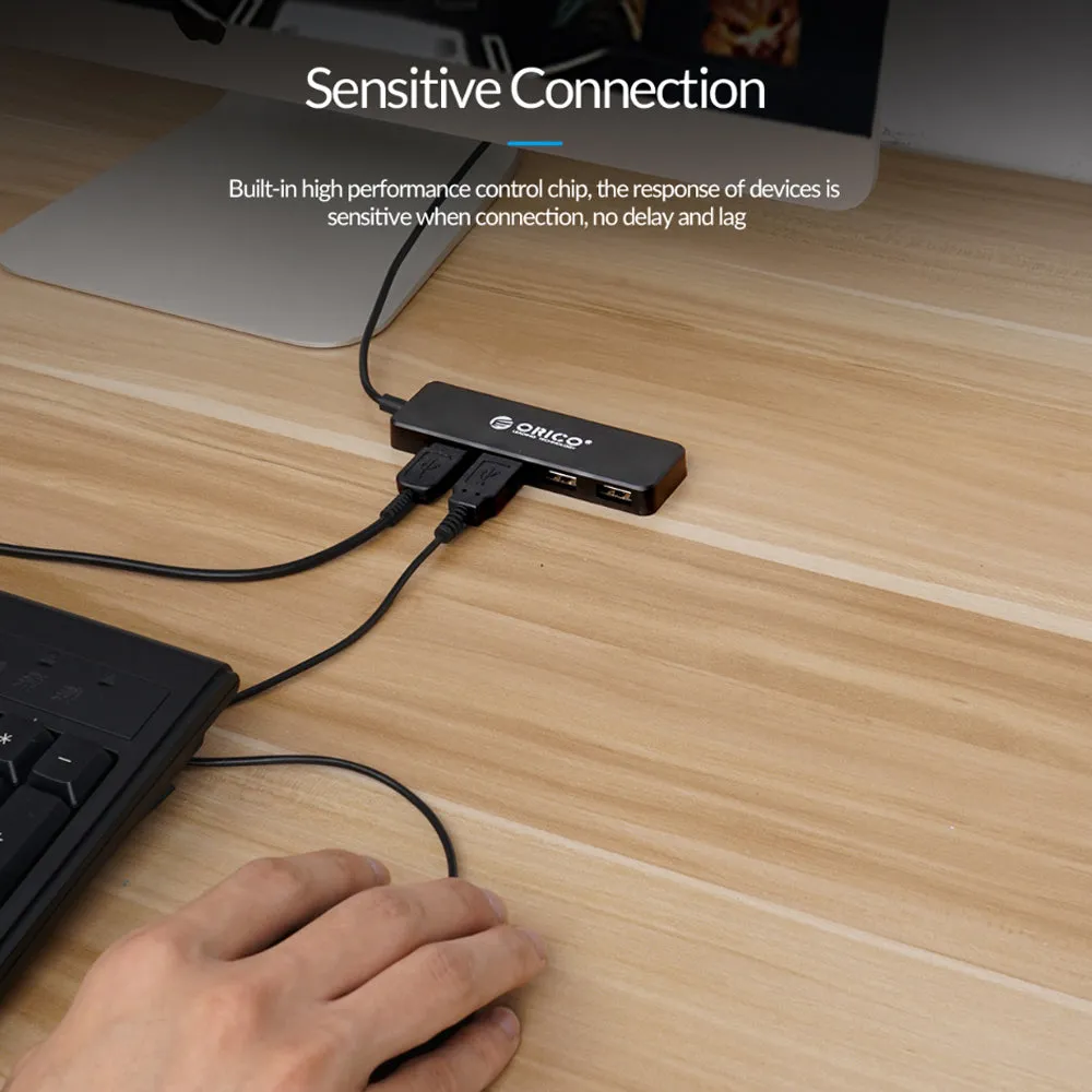 ORICO 4-Port USB 2.0 Hub for PCs, MacBook, iMac, Computer Desktops & Laptops (Windows, MacOS & Linux) USB HUB Extension Docking Station | ORICO-FL01
