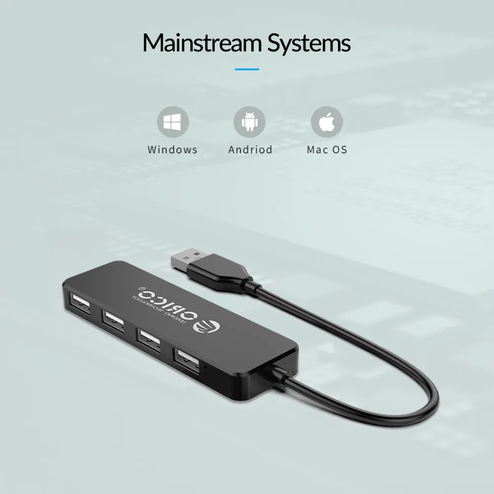 ORICO 4-Port USB 2.0 Hub for PCs, MacBook, iMac, Computer Desktops & Laptops (Windows, MacOS & Linux) USB HUB Extension Docking Station | ORICO-FL01