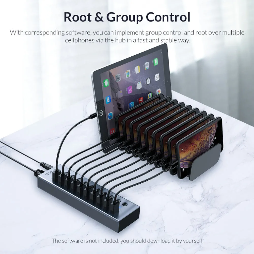 ORICO USB 3.0 5Gbps 13-Port Hub with Individual Switches & 60W Power Supply for PCs, Computer Desktops & Laptops (Windows, macOS, Linux) | USB Hub Extension Docking Station | ORICO-BT2U3