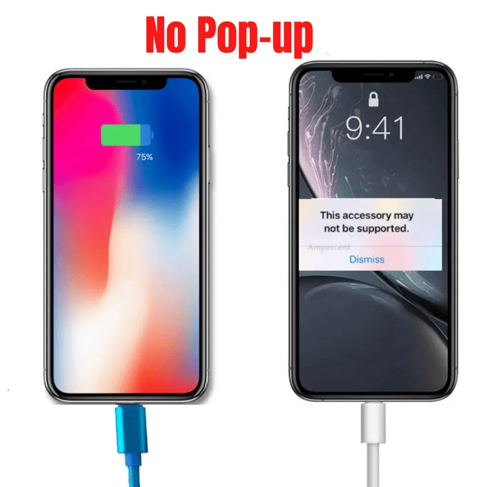 PBG 10FT Nylon Woven Zebra Pattern Fast Charging Cable for iPhone and iPad (Multicolor)