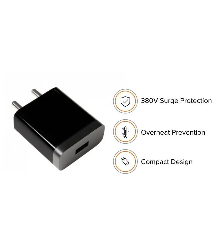 Poco C3 Fast 10W Mobile Charger 2 Amp With Data Cable Black