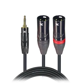 ProX XC-CMXM5 5 Ft. 3.5mm Mini TRS-M to Dual XLR3-M High Performance Audio Y Cable