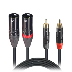 ProX XC-DRXM05 5 Ft. Unbalanced Dual RCA-M to Dual XLR3-M High Performance Audio Cable