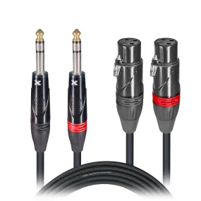 ProX XC-DSXF03 3 Ft. Balanced Dual 1/4" TRS-M to Dual XLR3-F High Performance Audio Cable