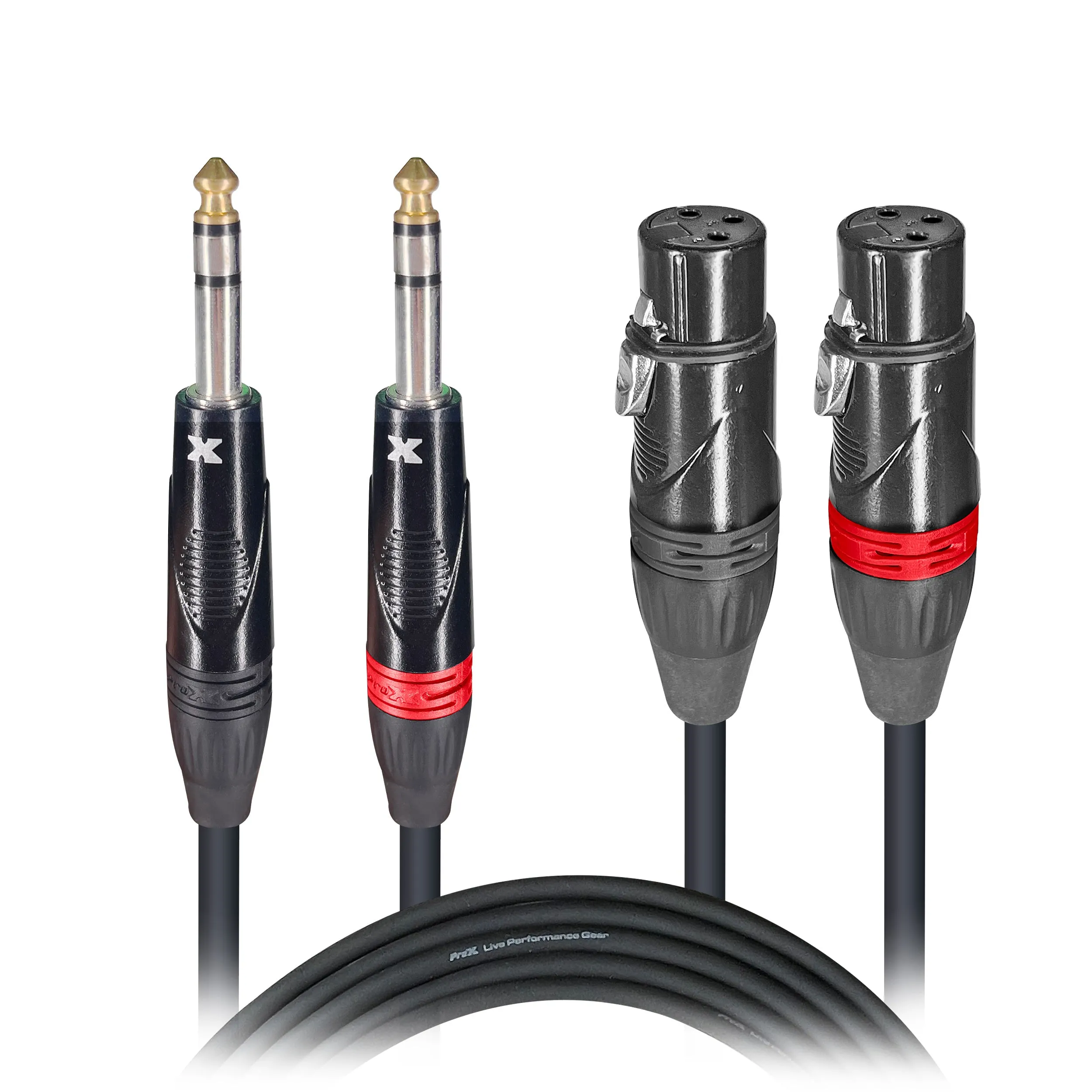 ProX XC-DSXF03 3 Ft. Balanced Dual 1/4" TRS-M to Dual XLR3-F High Performance Audio Cable