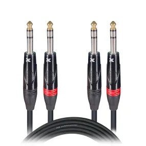 ProX XC-DTRS10 10 Ft. Balanced Dual 1/4" TRS-M to Dual 1/4" TRS-M High Performance Audio Cable