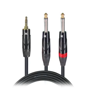 ProX XC-MYP10 10 Ft. Unbalanced 3.5mm. Mini-TRS to Dual TS-M High Performance Audio Y Cable