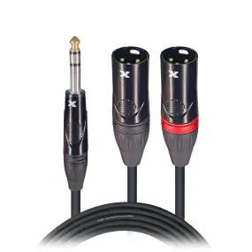 ProX XC-SYXM10 10 Ft. High Performance Y Cable 1/4" TRS-M Stereo to Dual XLR3-M
