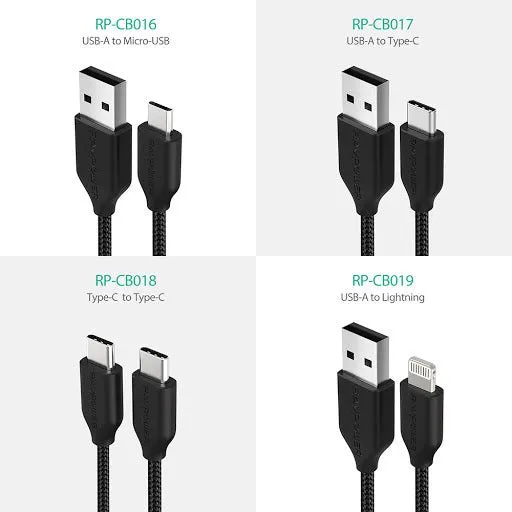 RAVPower Micro USB Cable USB-A Fast Charging Nylon Braided 3ft/0.9m