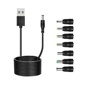 Sansai 1m USB-A to 7-in-1 DC Connector Cable Adapter